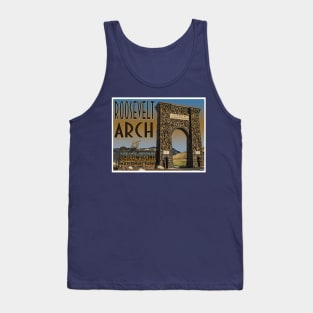 Roosevelt Arch in Yellowstone National Park retro travel poster image Tank Top